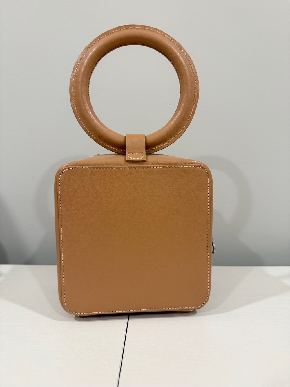 Sequoia Tan Leather Ring-Handle Mini Box Bag - Picture 2 of 6